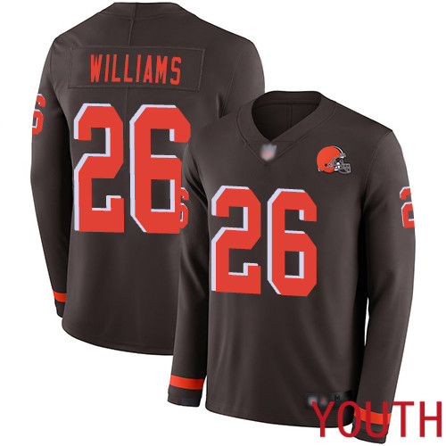 Cleveland Browns Greedy Williams Youth Brown Limited Jersey 26 NFL Football Therma Long Sleeve
